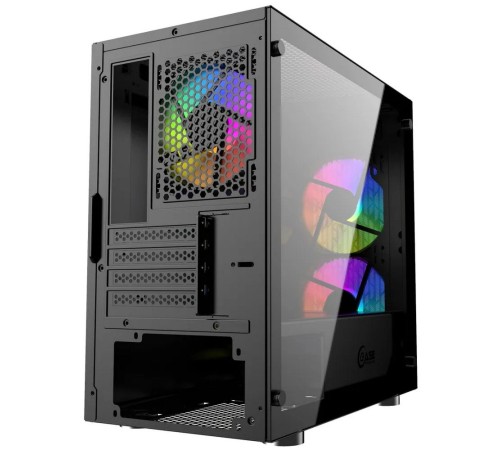 Корпус Powercase Alisio Micro X3B, Tempered Glass, 1х 120mm +2x 140mm 5-color fan, чёрный, mATX  (CAMIB-L3)