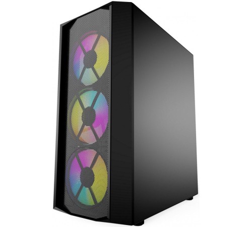 Корпус Powercase Rhombus X3 Mesh LED, Tempered Glass, 3x 120mm 5-color fan, чёрный, ATX  (CMRMX-L3)