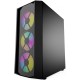 Корпус Powercase Rhombus X3 Mesh LED, Tempered Glass, 3x 120mm 5-color fan, чёрный, ATX  (CMRMX-L3)