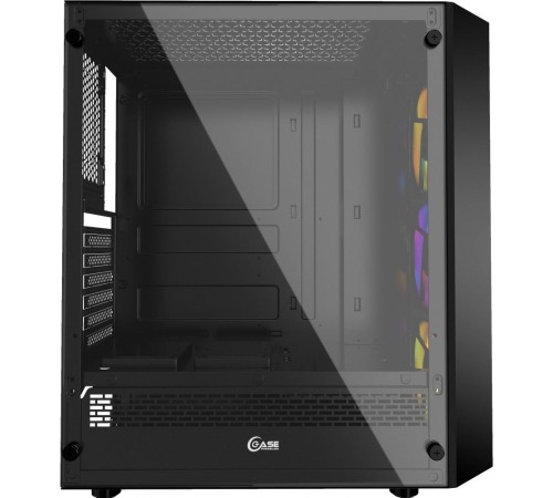 Корпус Powercase Rhombus X3 Mesh LED, Tempered Glass, 3x 120mm 5-color fan, чёрный, ATX  (CMRMX-L3)