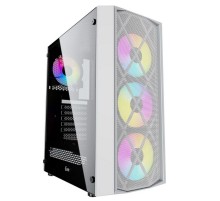Корпус Powercase Rhombus X4 White, Tempered Glass, Mesh, 4x 120mm 5-color LED fan, белый, ATX  (CMRMW-L4)