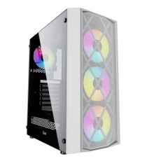 Корпус Powercase Rhombus X4 White, Tempered Glass, Mesh, 4x 120mm 5-color LED fan, белый, ATX  (CMRMW-L4)