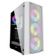 Корпус Powercase Rhombus X4 White, Tempered Glass, Mesh, 4x 120mm 5-color LED fan, белый, ATX  (CMRMW-L4)