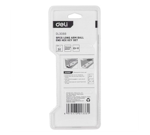 Ключи Deli Набор шестигранных ключей с шаром удлиненных Deli DL3088 9 шт размер 1,5-10 мм, пластиковый держатель Ключи Deli Набор шестигранных ключей с шаром удлиненных Deli DL3088 9 шт размер 1,5-10 мм, пластиковый держатель