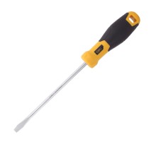 Шлицевая отвертка Deli DL6361501 6х150мм Материал: CR-V. Двухкомпонентная ручка. Хромированная.