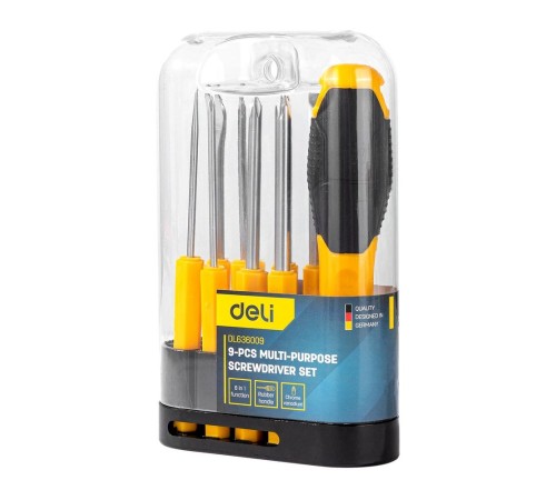 Многофункциональная отвертка 8-в-1 Deli DL636009  биты PH0, PH1, PH2, SL3, SL5, SL6, Y-образная, точечная, сталь Cr-V
