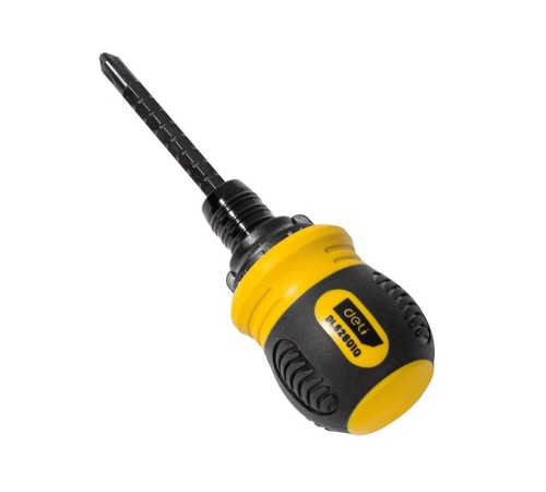 Двухсторонняя отвертка с трещеткой Deli DL626010  PH2+SL6x85мм, сталь CrV, длина: 95-140 мм, диаметр хвостовика 6,3мм.