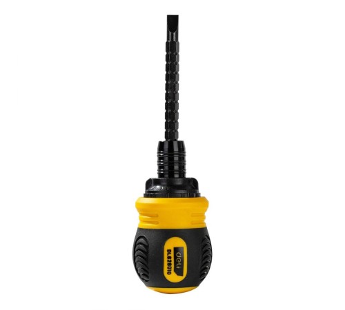 Двухсторонняя отвертка с трещеткой Deli DL626010  PH2+SL6x85мм, сталь CrV, длина: 95-140 мм, диаметр хвостовика 6,3мм.