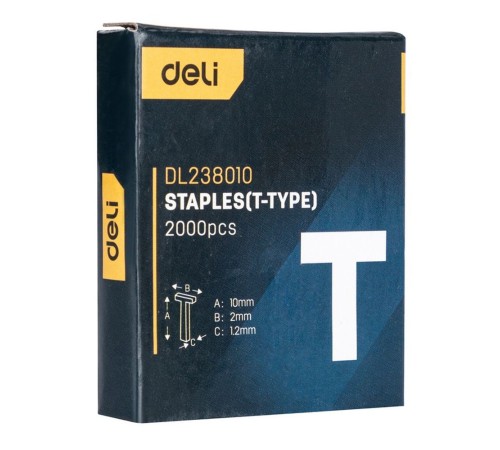 Степлеры, пистолеты, заклепочники Deli Набор скоб для степлера (Тип T) Deli DL238010 (10 х 2 х 1,2мм * 2000 шт)