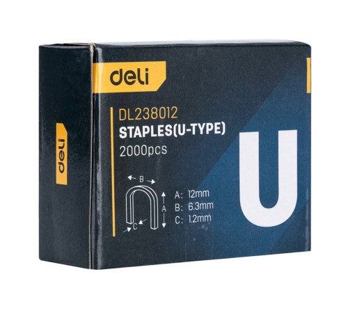 Степлеры, пистолеты, заклепочники Deli Набор скоб для степлера (Тип U) Deli DL238012 (12 х 6,3 х 1,2мм * 2000 шт)