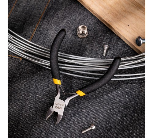 Диагональные мини-бокорезы Deli DL20025 125мм, прорезиненная двухкомпонентная ручка