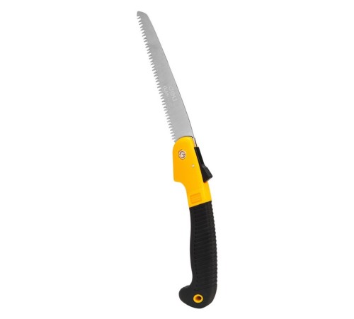 Садовая пила складная Deli DL580618  180мм, сталь 65MN, шаг зубьев 7 TPI, обрезиненая ручка, шлифовка зубов с 3-х сторон, двухрядное распределение кромок