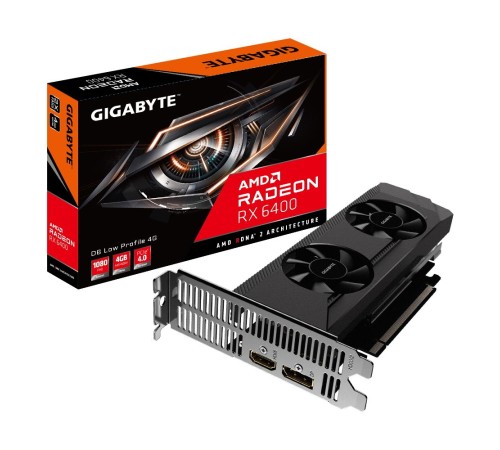 Видеокарта Gigabyte PCI-E GV-R64D6-4GL AMD Radeon RX 6400 4096Mb 64 GDDR6 2610/18000 HDMIx1 DPx1 HDCP Ret