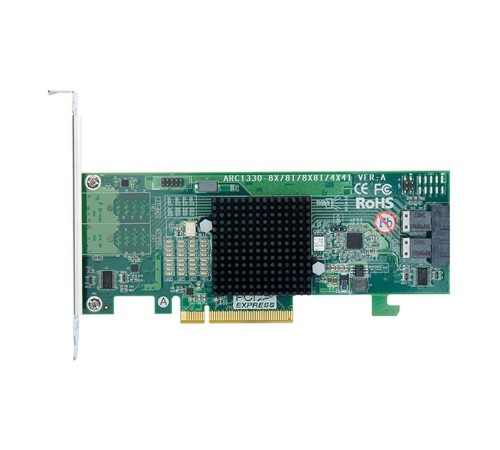 RAID-контроллер Areca ARC-1330-8i PCIe 3.0 x8 Low Profile, SAS/SATA 12G, HBA, 8port (2*int SFF8643), (аналог LSI00344 9300-8I), RTL {10}