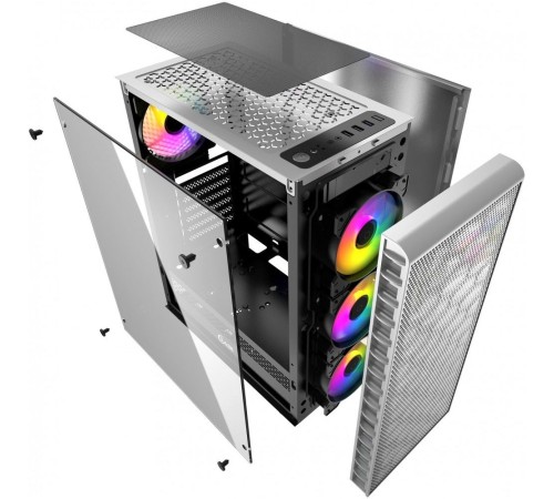 Корпус Powercase Mistral Z4С White, Tempered Glass, Mesh, 4x 120mm 5-color LED fan, белый, ATX  (CMIZ4CW-L4)