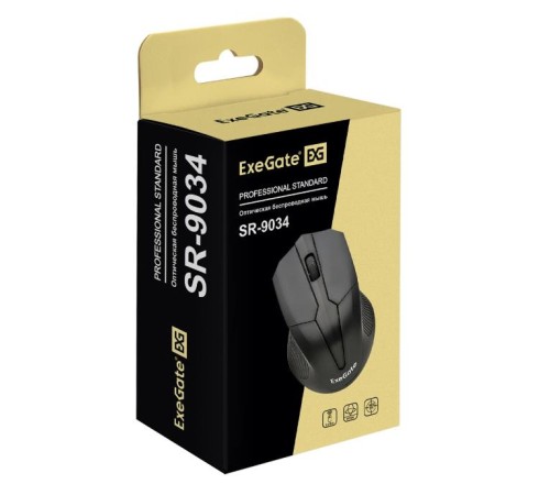 Exegate EX280436RUS Беспроводная мышь Exegate SR-9034 <black, optical, 4btn/scroll, 1600dpi, USB> Color box