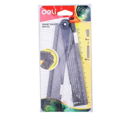 Линейка Deli EG01102 Orbit пластик дл.30см прозрачный/тонированный складная пластиковый пакет с европодв.