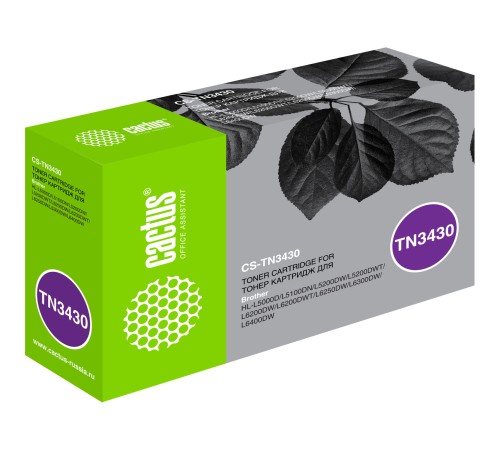 Картридж лазерный Cactus CS-TN3430 TN-3430 черный (3000стр.) для Brother HL L5000/5100/5200/6250/6300/6400