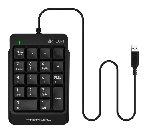 Числовой блок A4Tech Fstyler FK13P черный USB slim для ноутбука Числовой блок A4Tech Fstyler FK13P черный USB slim для ноутбука
