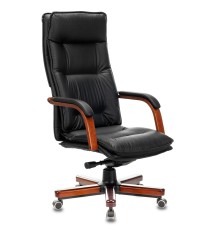 Кресло руководителя Бюрократ T-9927WALNUT черный кожа крестовина металл/дерево
