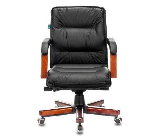 Кресло руководителя Бюрократ T-9927WALNUT-LOW черный кожа низк.спин. крестовина металл/дерево