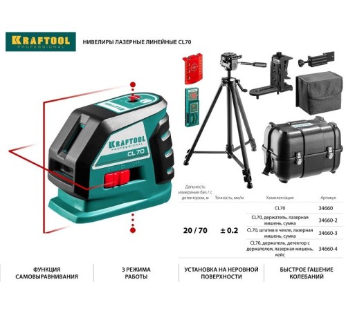Лазерный нивелир Kraftool 34660-3 Лазерный нивелир Kraftool 34660-3