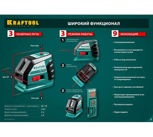 Лазерный нивелир Kraftool 34660-3 Лазерный нивелир Kraftool 34660-3