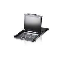 Переключатель/switch, KVM, 1 user консоль LCD/ЖК 19 =16 cpu/портов/port PS2/USB+VGA, с KVM-шнурами PS2 1х1.8м.;USB 1x1.8м., 1280x1024, 1U 19, исп.спец.шнуры, OSD, каскад 256, лат./рус.клав ATEN CL1316NR