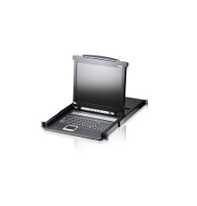 Переключатель/switch, KVM, 1 user консоль LCD/ЖК 19 =16 cpu/портов/port PS2/USB+VGA, с KVM-шнурами PS2 1х1.8м.;USB 1x1.8м., 1280x1024, 1U 19, исп.спец.шнуры, OSD, каскад 256, лат./рус.клав ATEN CL1316NR