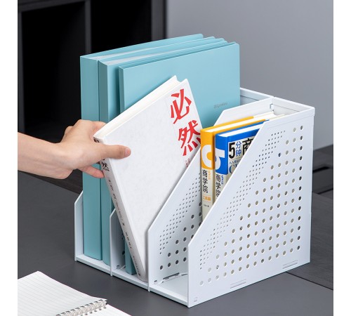 Лоток вертикальный Deli 78995LT-GREY 3отд. складной для бумаг 250х256х243мм серый пластик