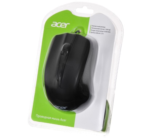 Мышь Acer OMW010 черный оптическая (1200dpi) USB (3but)
