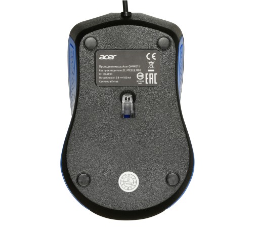 Мышь Acer OMW011 черный/синий оптическая (1200dpi) USB (3but)