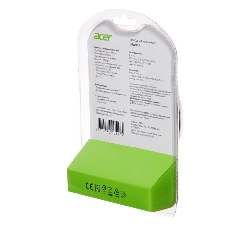 Мышь Acer OMW011 черный/синий оптическая (1200dpi) USB (3but)