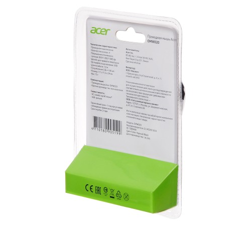 Мышь Acer OMW020 черный оптическая (1600dpi) USB (3but)