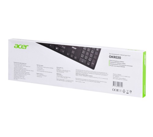 Клавиатура Acer OKR020 черный USB беспроводная slim Multimedia