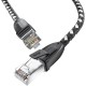 GCR Патч-корд PROF прямой 5.0m, UTP медь кат.6, STRONG черно-белый нейлон, ethernet high speed 10 Гбит/с, T568B, GCR-52779 Greenconnect RJ45(m) - RJ45(m) Cat. 6 UTP нейлон 5.0м чёрно-белый (GCR-52779)