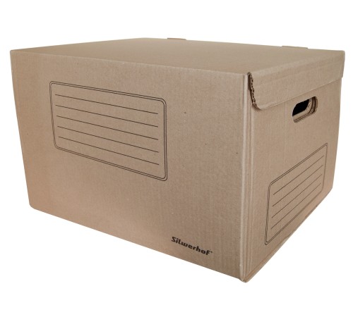 Короб архивный откидная крышка Silwerhof ОК-18 микрогофрокартон 480x325x295мм коричневый