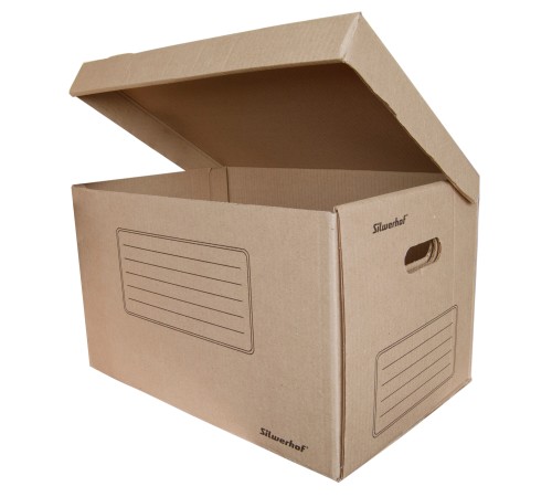 Короб архивный откидная крышка Silwerhof ОК-18 микрогофрокартон 480x325x295мм коричневый