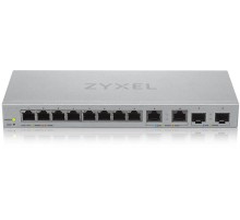 Коммутатор Мультигигабитный Smart L2 коммутатор Zyxel XGS1210-12, 8xGE, 2x1/2,5GE, 2xSFP+, настольный, бесшумный (XGS1210-12-ZZ0102F)