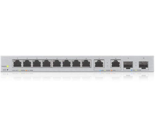 Коммутатор Мультигигабитный Smart L2 коммутатор Zyxel XGS1210-12, 8xGE, 2x1/2,5GE, 2xSFP+, настольный, бесшумный (XGS1210-12-ZZ0102F) Коммутатор Мультигигабитный Smart L2 коммутатор Zyxel XGS1210-12, 8xGE, 2x1/2,5GE, 2xSFP+, настольный, бесшумный (XGS1210-12-ZZ0102F)