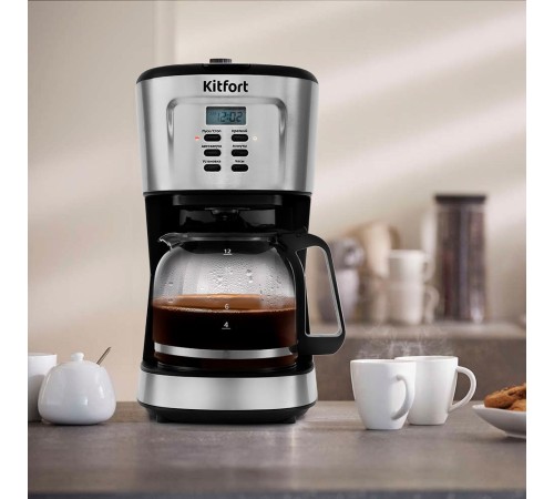 Кофеварка капельная Kitfort KT-727 900Вт черный/серебристый Кофеварка капельная Kitfort KT-727 900Вт черный/серебристый