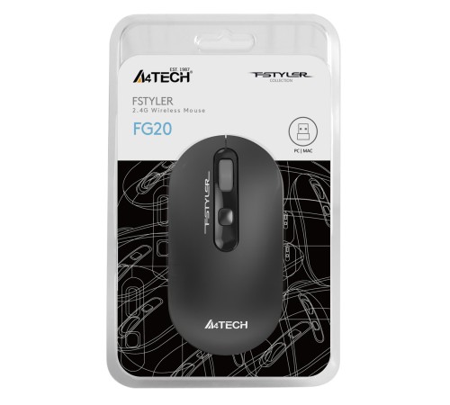 Мышь A4Tech Fstyler FG20 серый оптическая (2000dpi) беспроводная USB для ноутбука (4but) Мышь A4Tech Fstyler FG20 серый оптическая (2000dpi) беспроводная USB для ноутбука (4but)