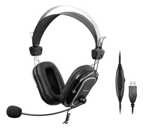 Наушники с микрофоном A4Tech HU-50 черный 2м накладные USB оголовье Наушники с микрофоном A4Tech HU-50 черный 2м накладные USB оголовье