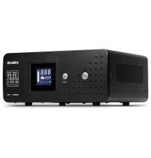 ИБП SVEN RT-1000, линейно-интерактивный непрерывного действия с длительным временем резервирования, автоматический стабилизатор напряжения, 600Вт, 1000Ва, 2 евророзетки, аккумуляторные батареи в комплект не входят, 300мм x 270мм x 140мм, 9.9 кг SVEN RT-10