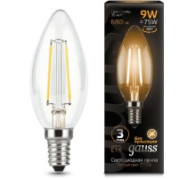 Лампа светодиодная Gauss Filament 9Вт цок.:E14 свеча 220B 2700K св.свеч.бел.теп. С35 (упак.:1шт) (103801109)