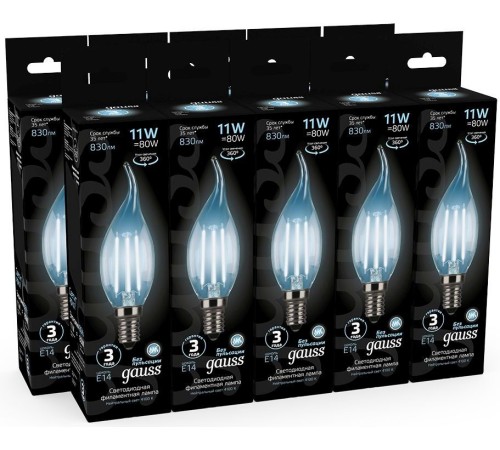 Лампа филам. Gauss Filament 11Вт цок.:E14 свеча 220B 4100K св.свеч.бел.нейт. CF35 (упак.:1шт) (104801211) Лампа филам. Gauss Filament 11Вт цок.:E14 свеча 220B 4100K св.свеч.бел.нейт. CF35 (упак.:1шт) (104801211)