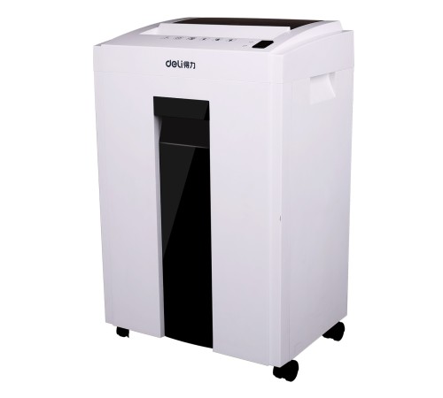 Шредер Deli 9953 белый (секр.P-5)/фрагменты/8лист./23лтр./скрепки/скобы/пл.карты/CD