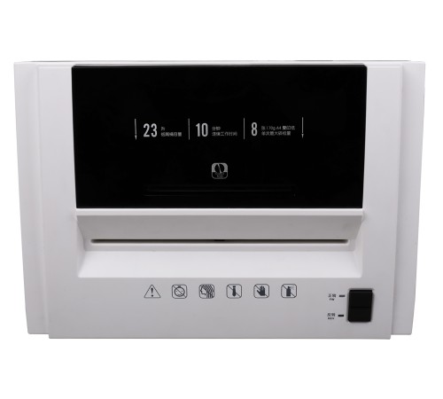 Шредер Deli 9953 белый (секр.P-5)/фрагменты/8лист./23лтр./скрепки/скобы/пл.карты/CD