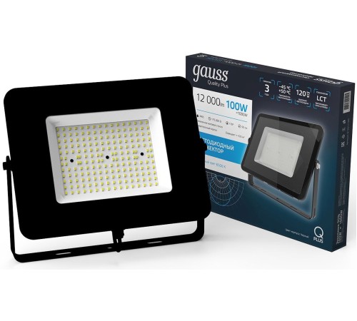 Прожектор уличный Gauss Qplus 613511100 светодиодный 100Вт корп.алюм.черный Прожектор уличный Gauss Qplus 613511100 светодиодный 100Вт корп.алюм.черный