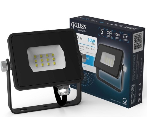 Прожектор уличный Gauss Qplus 613511310 светодиодный 10Втчерный Прожектор уличный Gauss Qplus 613511310 светодиодный 10Втчерный